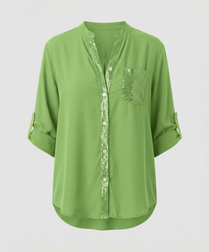 Damen Glitzerbluse Pailletten