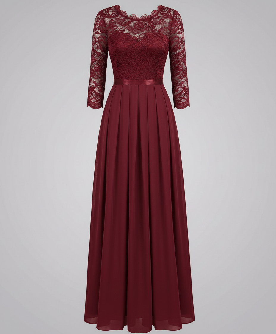 Elegantes Damen Brautjungfernkleid Spitze Weiße Abendkleid