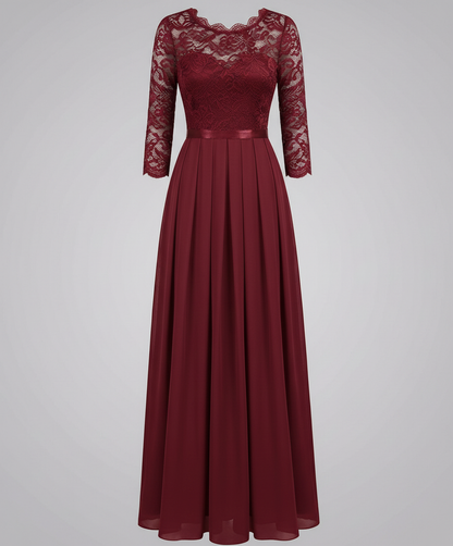 Elegantes Damen Brautjungfernkleid Spitze Weiße Abendkleid