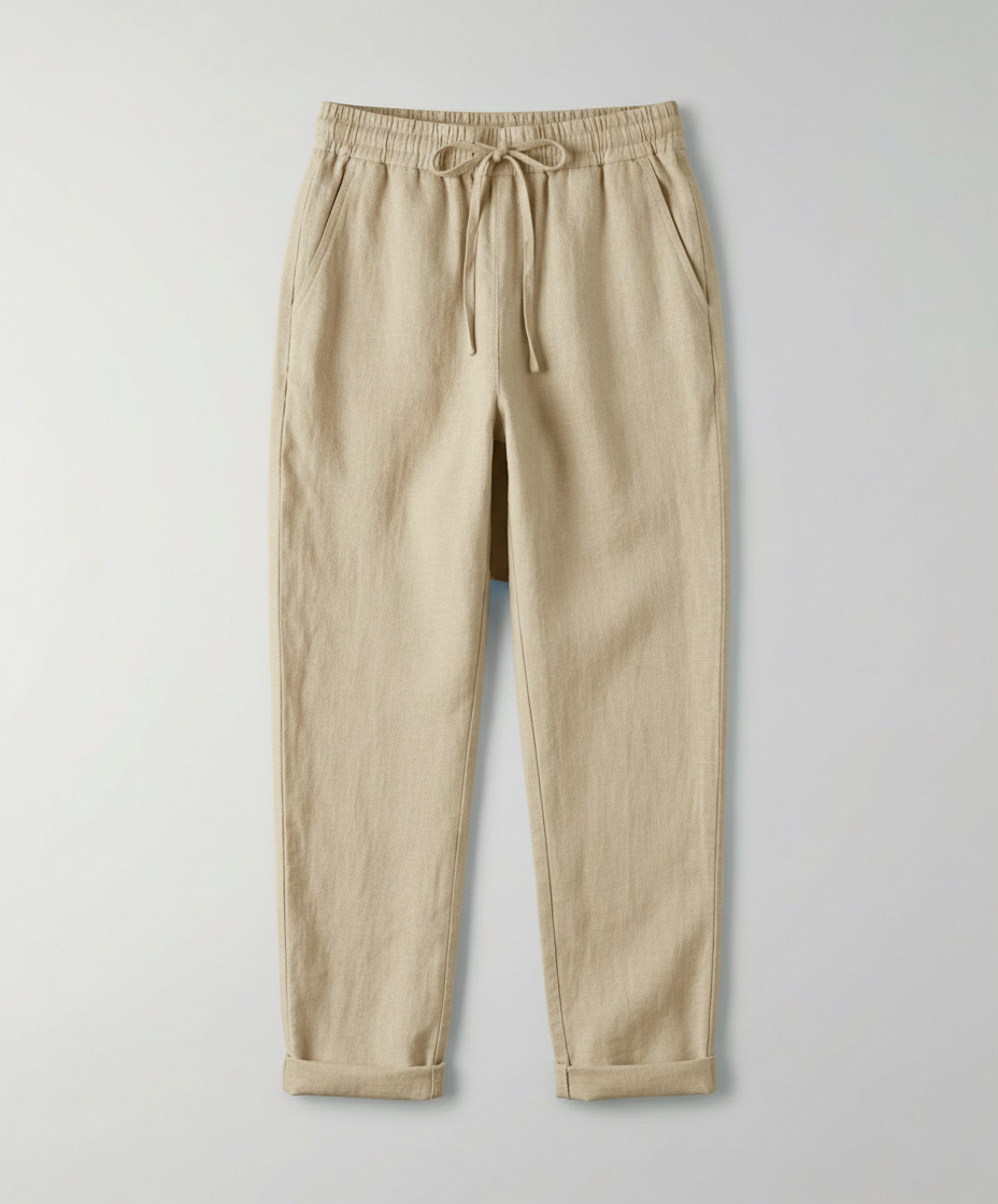 Damen Leinenhose Leicht Sommer Beige
