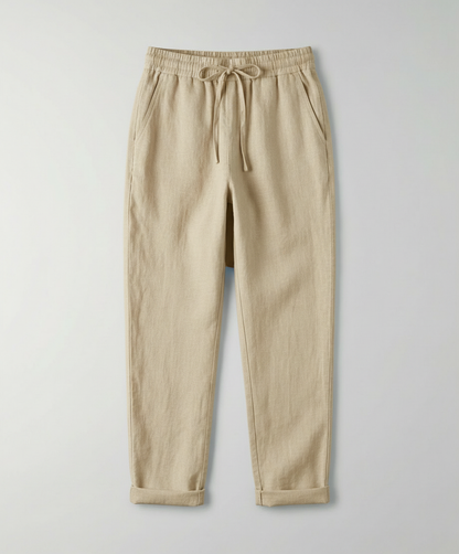 Damen Leinenhose Leicht Sommer Beige