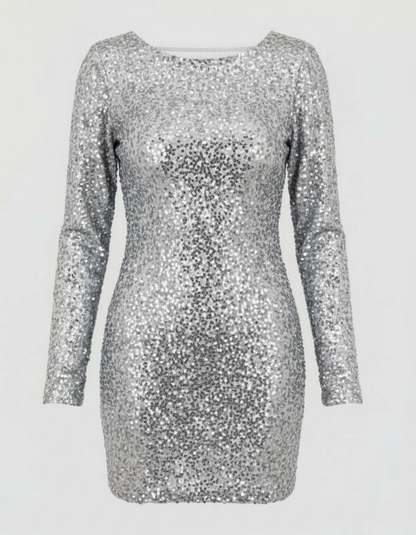 Glitzer Winterkleid Rückenfrei Damen