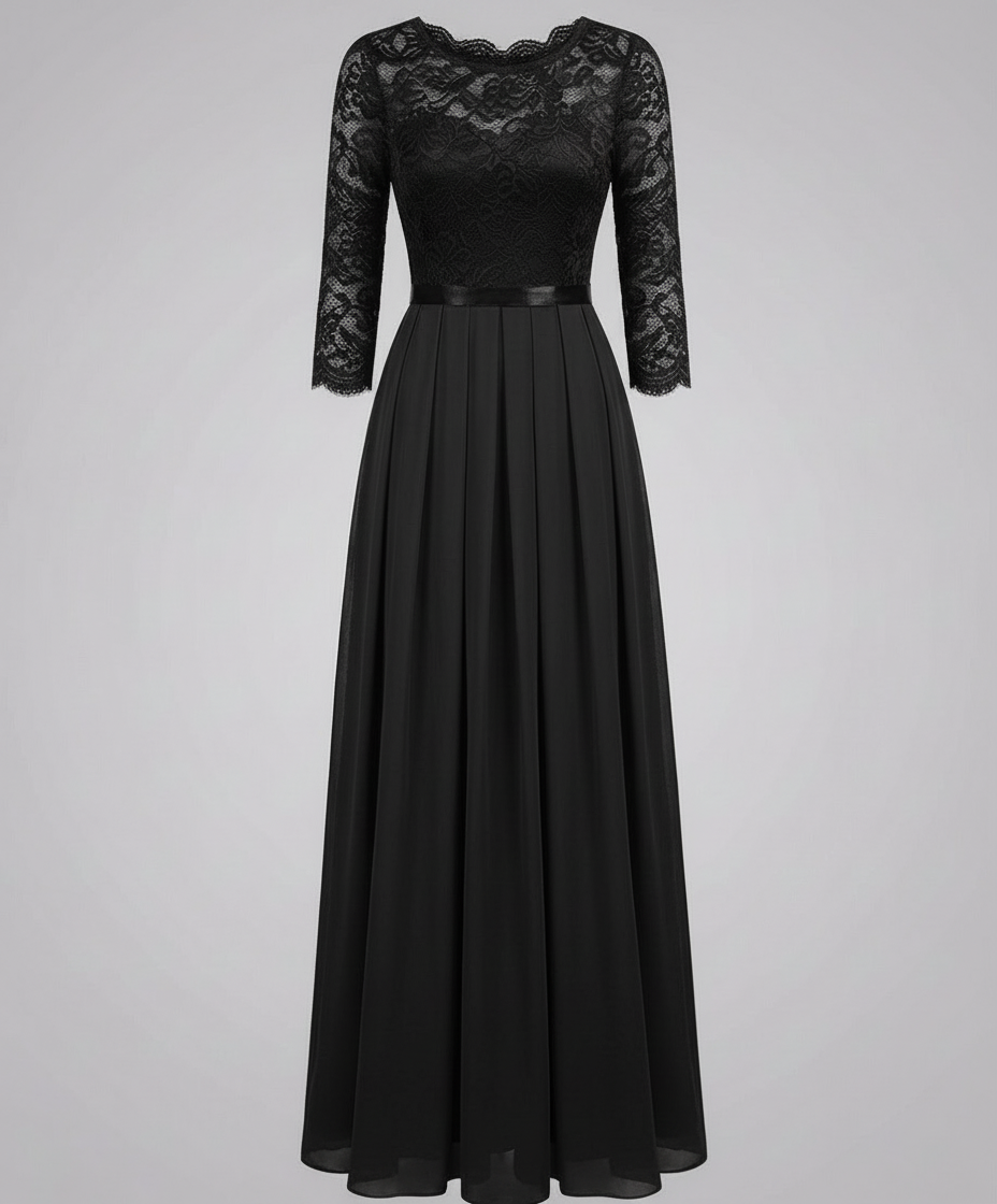 Elegantes Damen Brautjungfernkleid Spitze Weiße Abendkleid