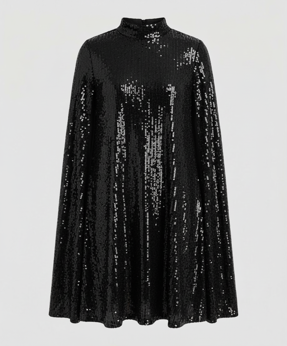 Elegantes Damencape Paillettenkleid
