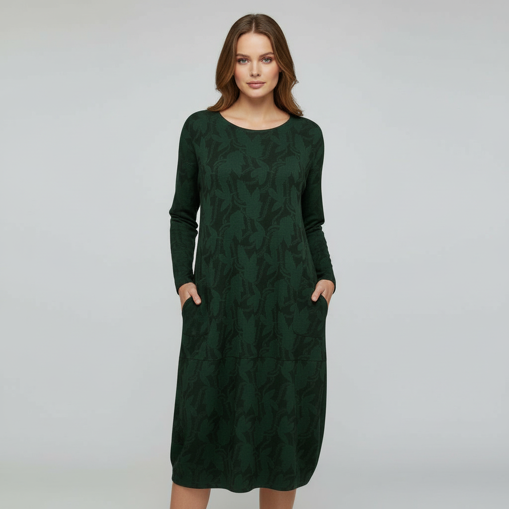 Damen Winterkleid Elegant Druck Komfortabel - Eveloria