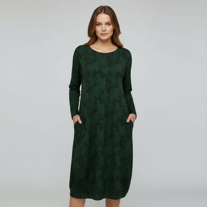 Damen Winterkleid Elegant Druck Komfortabel - Eveloria