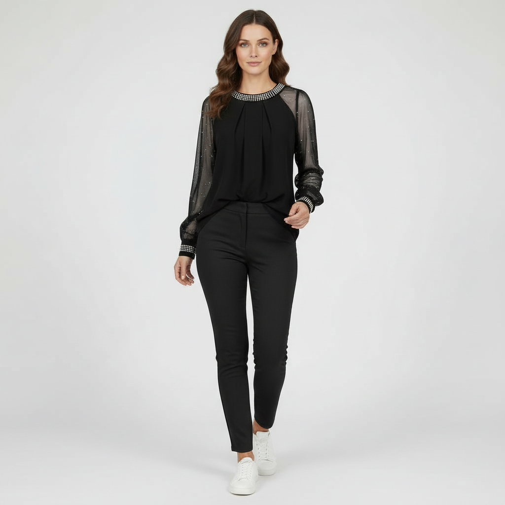 Damen Mesh- mit Pailletten