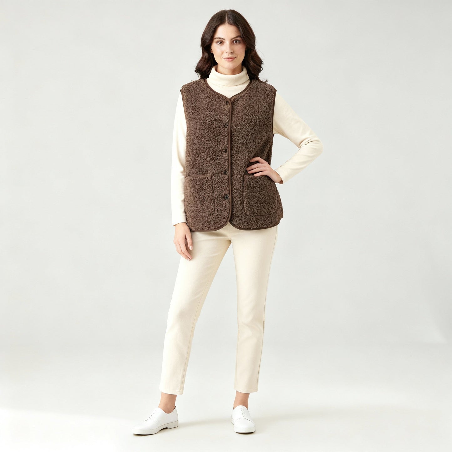 Damen Fleeceweste Warm Elegante Winter