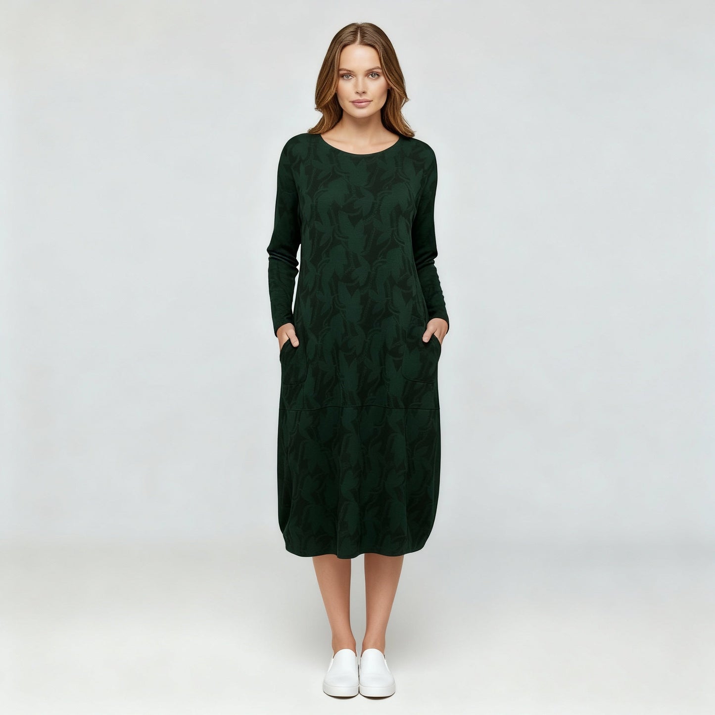 Damen Winterkleid Elegant Druck Komfortabel