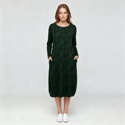 Damen Winterkleid Elegant Druck Komfortabel