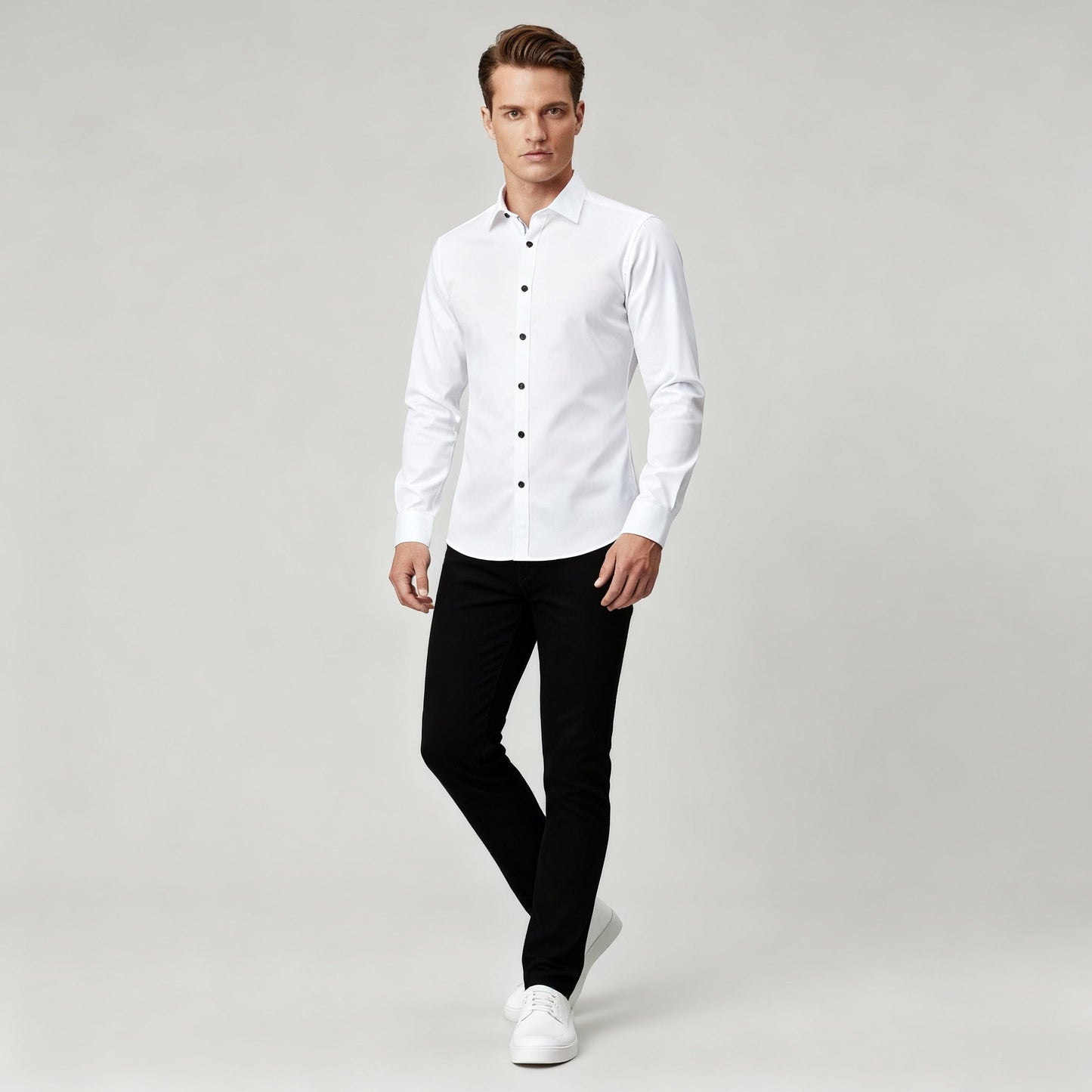 Herren Slim Fit Hemd Bügelfrei Stretch