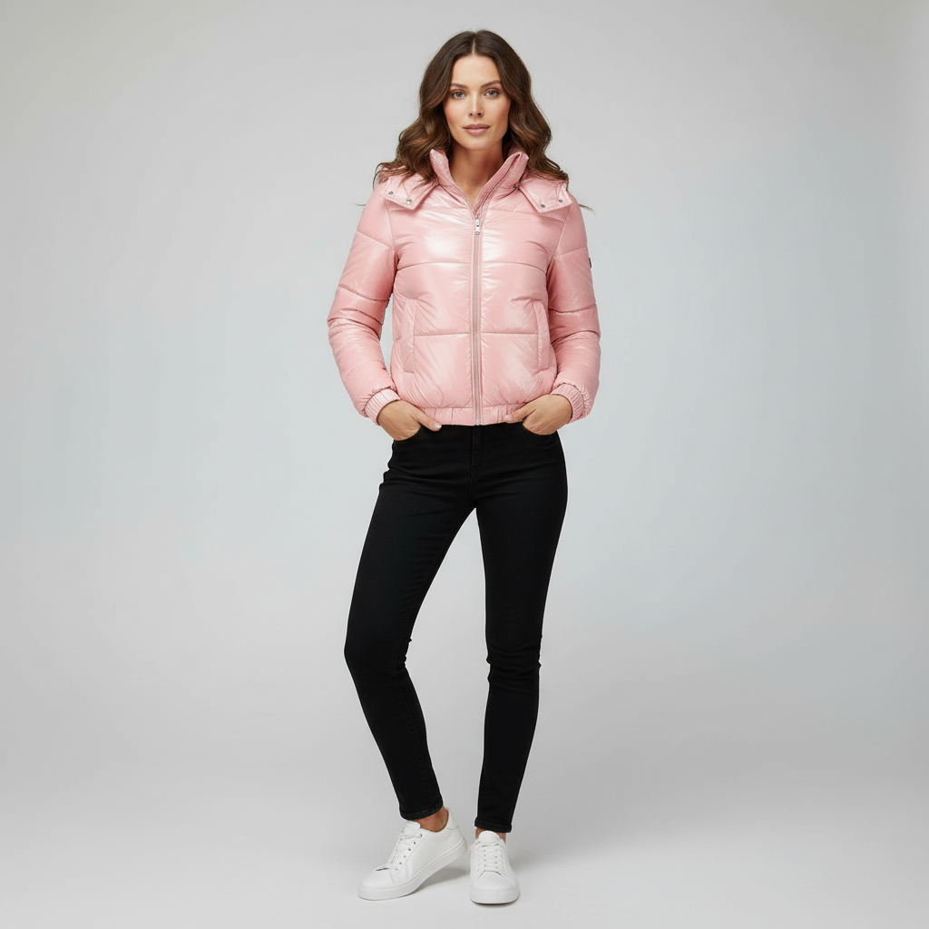 Damen Winterjacke Wasserabweisend Thermo Komfort Glänzend