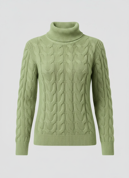 Damen Rollkragenpullover Zopfmuster