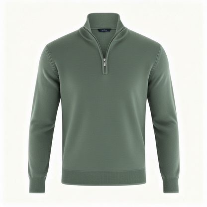 Damen Merino Pullover Reißverschluss Bequem Grau