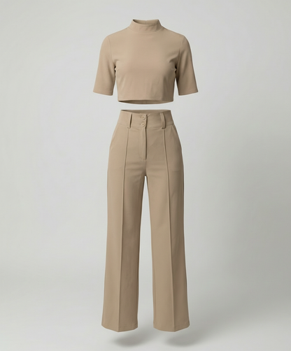 Eveloria Damen Herbst-Hosenset Tailliert Eleganz