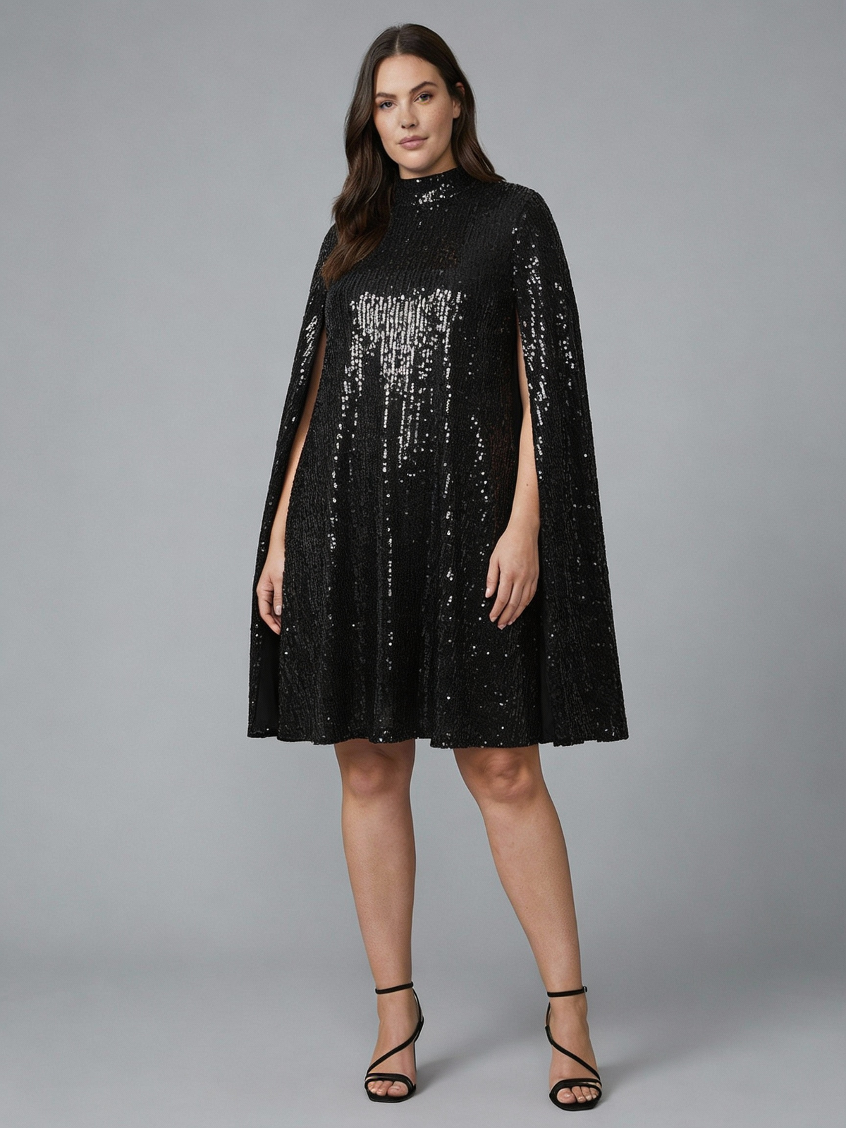 Elegantes Damencape Paillettenkleid - Eveloria