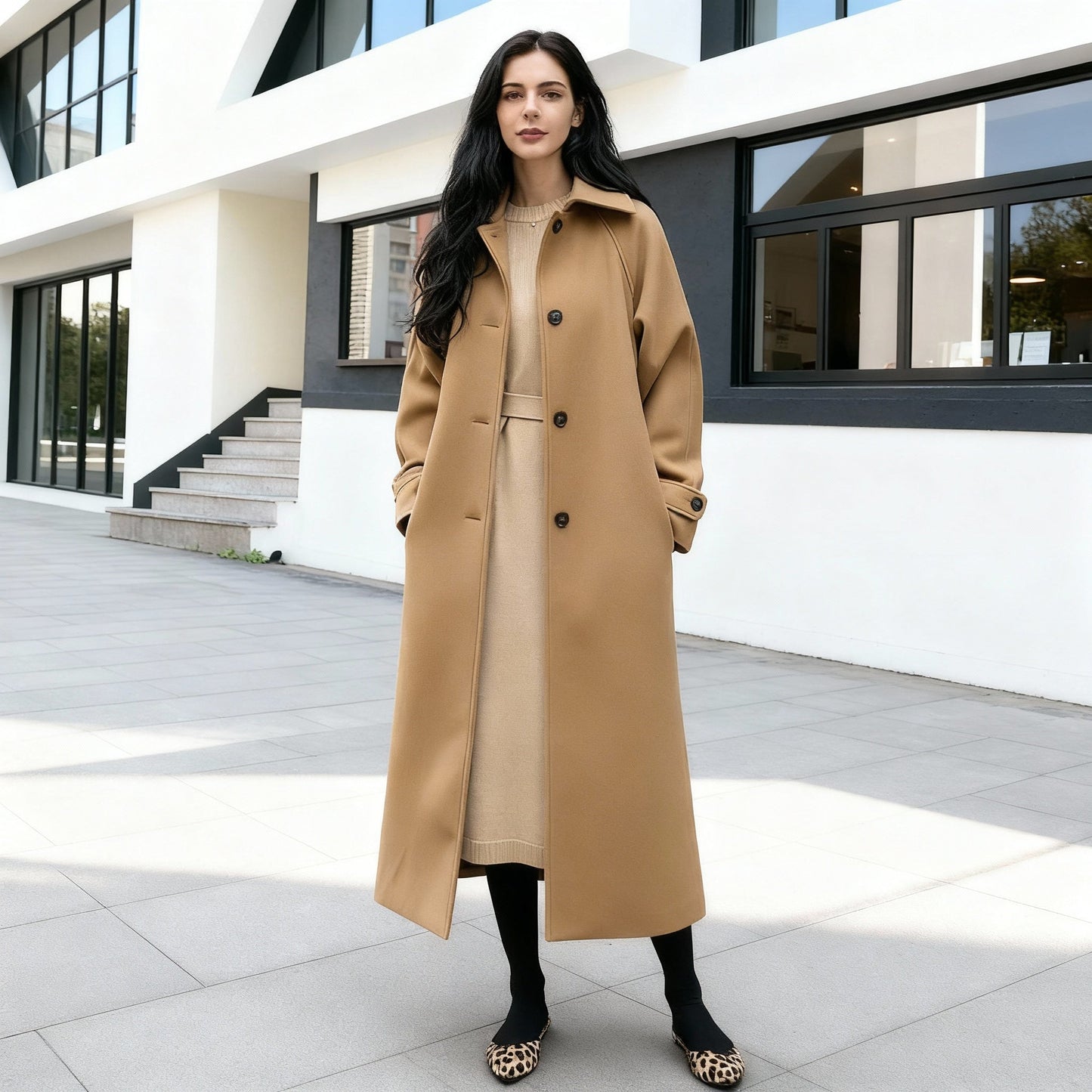 Eveloria Damen Eleganter Langer Mantel