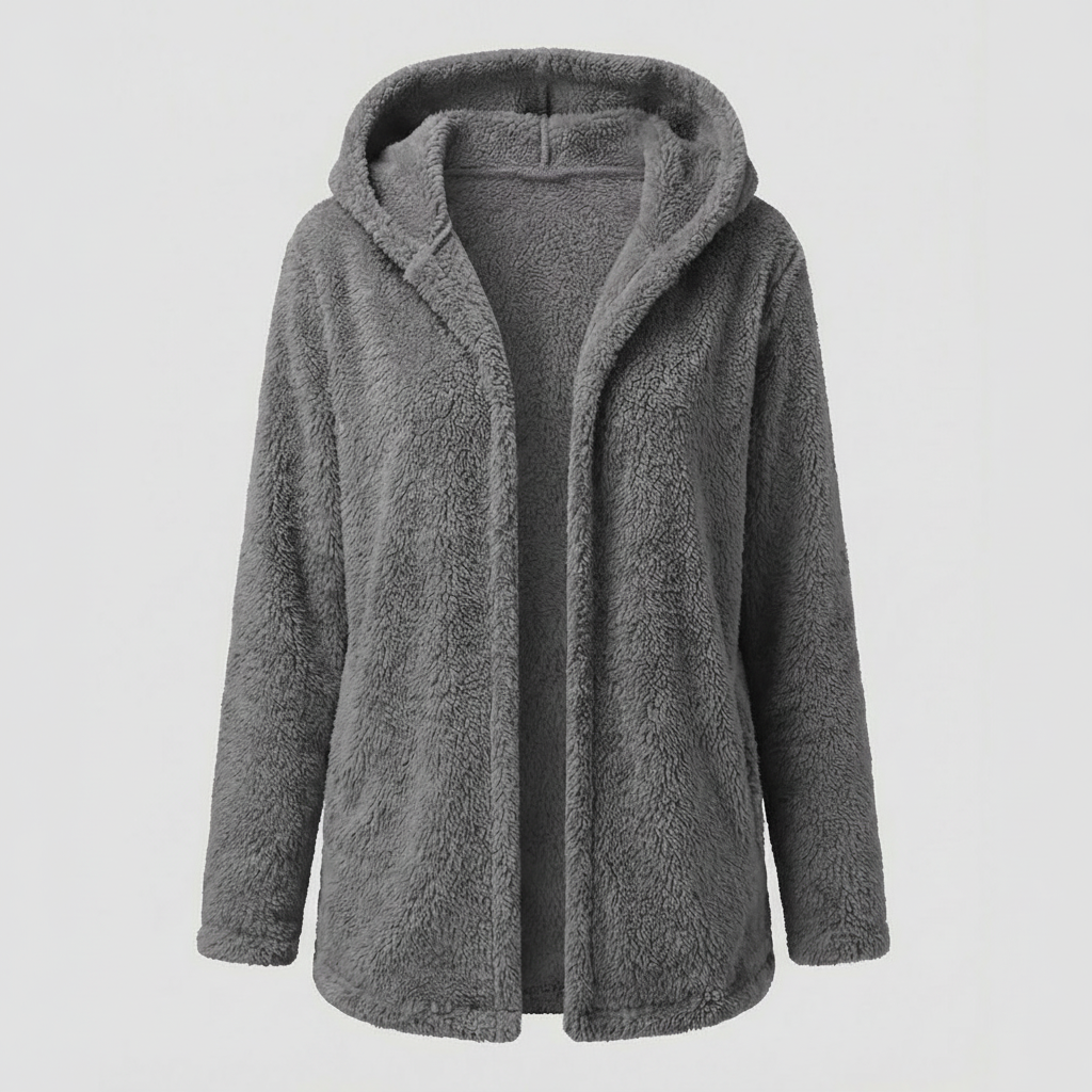 Damen Teddy Fleecejacke Lang