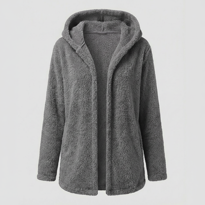Damen Teddy Fleecejacke Lang