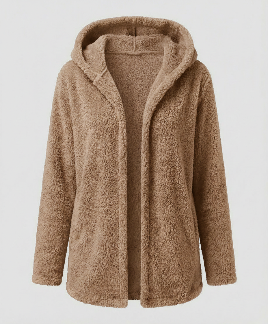 Damen Teddy Fleecejacke Lang