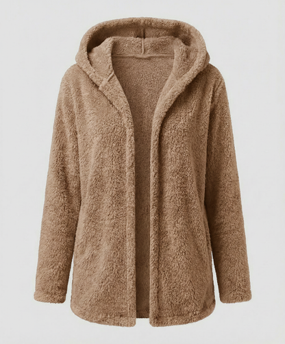 Damen Teddy Fleecejacke Lang