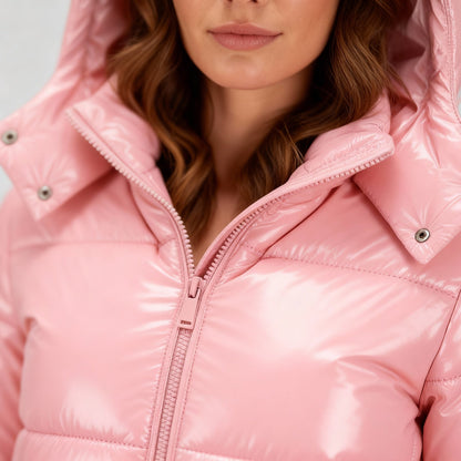 Damen Winterjacke Wasserabweisend Thermo Komfort Glänzend