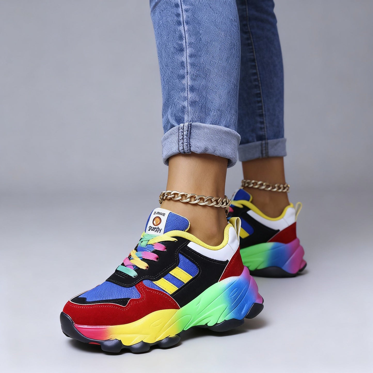 Damen Plateau Sneaker Bunt Sportlich
