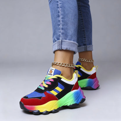 Damen Plateau Sneaker Bunt Sportlich