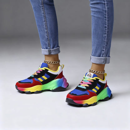 Damen Plateau Sneaker Bunt Sportlich