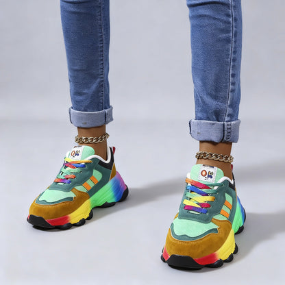 Damen Plateau Sneaker Bunt Sportlich