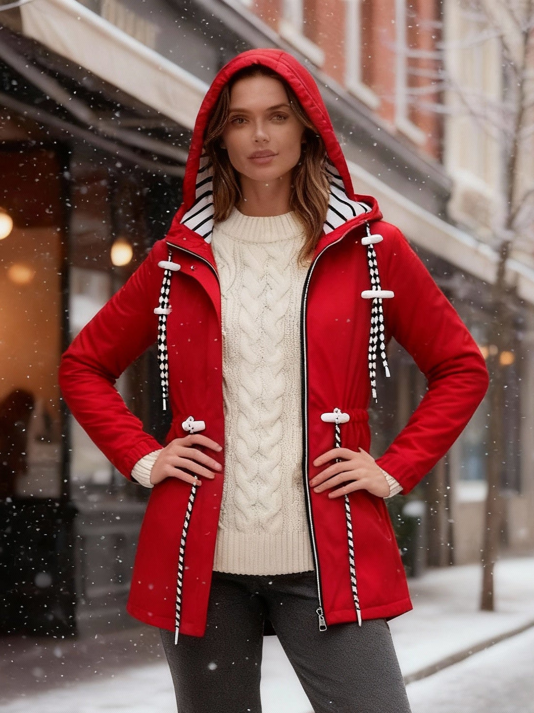 Eveloria Damen Lange Wasserfeste Jacke Vielseitig
