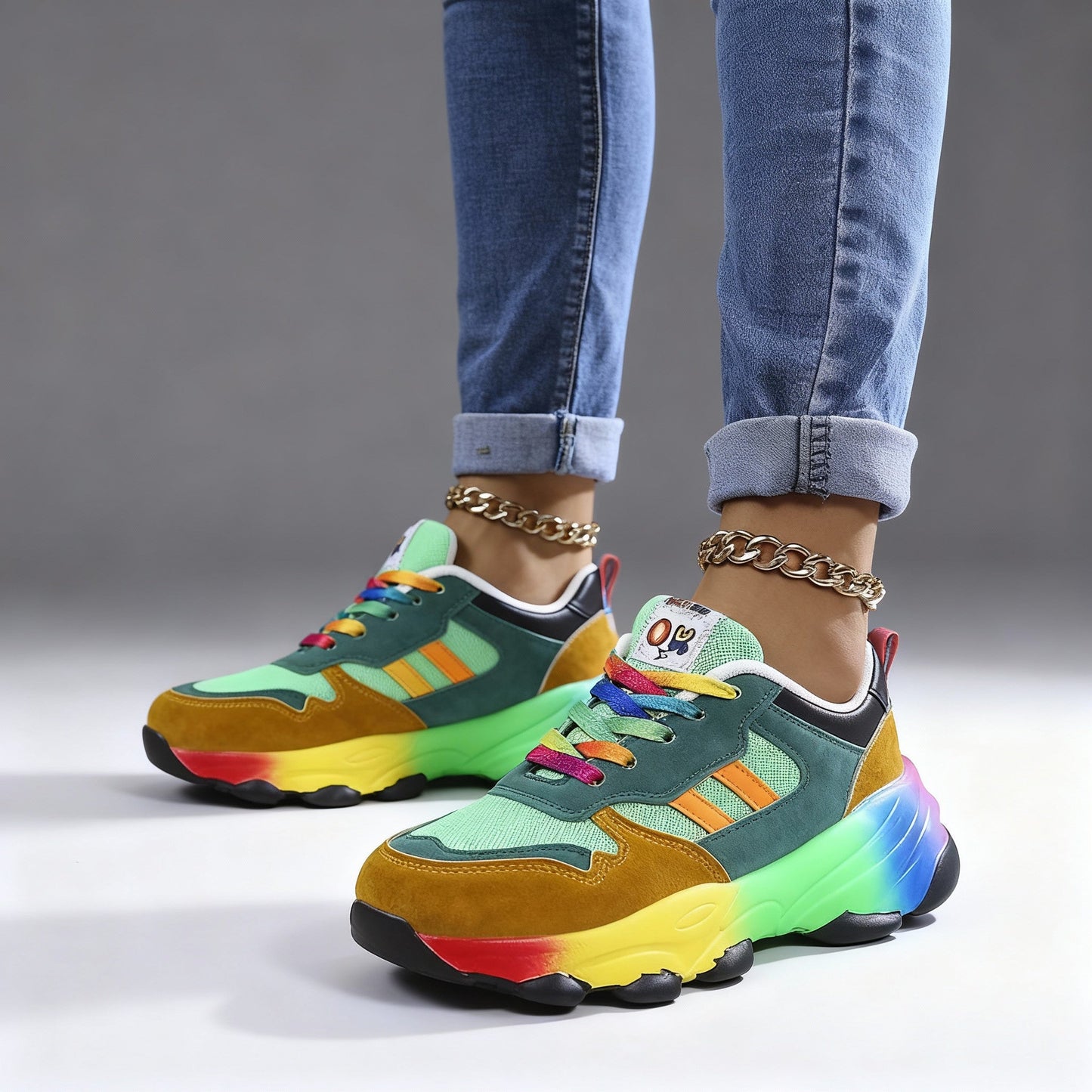 Damen Plateau Sneaker Bunt Sportlich