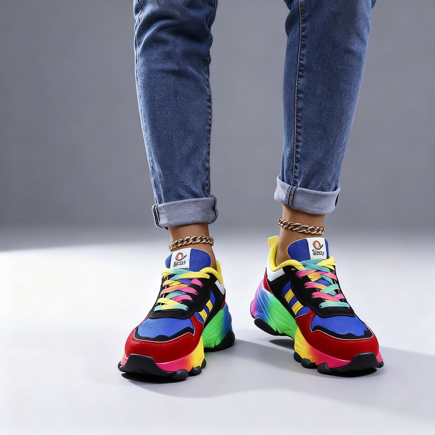 Damen Plateau Sneaker Bunt Sportlich - Eveloria