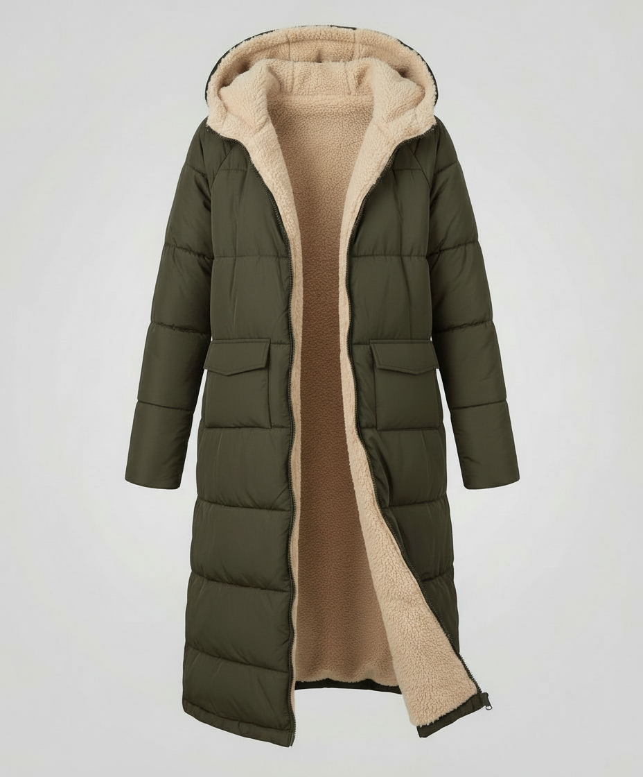 Damen Pufferjacke Wendbar Lang