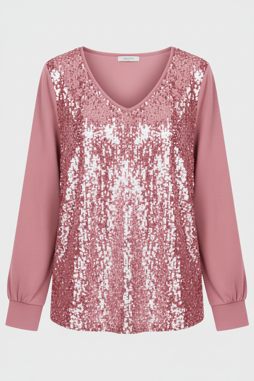 Damen Glitzer Bluse Schlicht