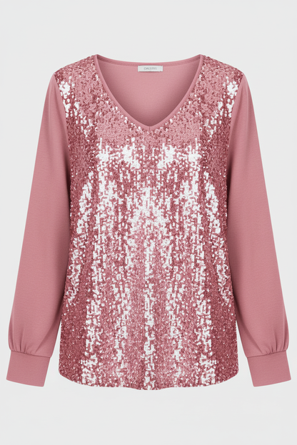 Damen Glitzer Bluse Schlicht