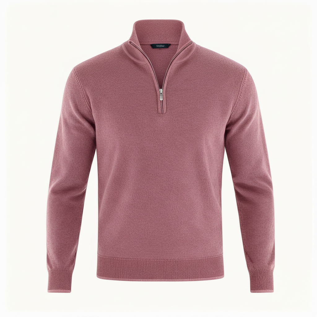 Damen Merino Pullover Reißverschluss Bequem Grau