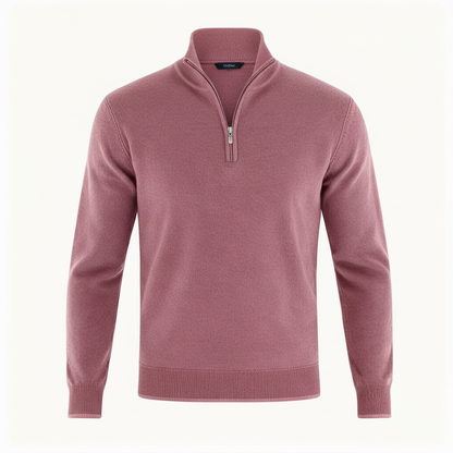 Damen Merino Pullover Reißverschluss Bequem Grau