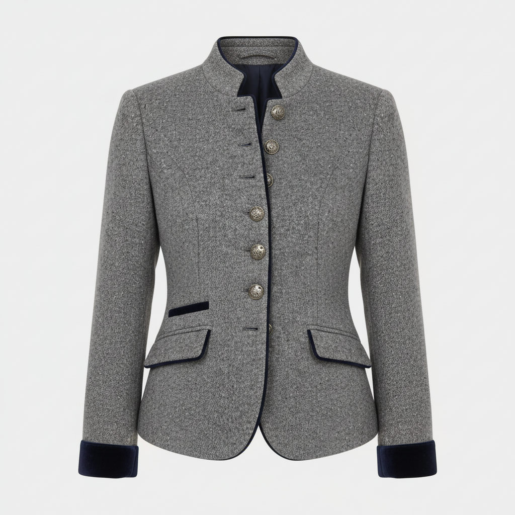 Damen Wolljacke Klassisch Strukturiert Komfort