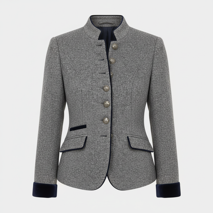 Damen Wolljacke Klassisch Strukturiert Komfort