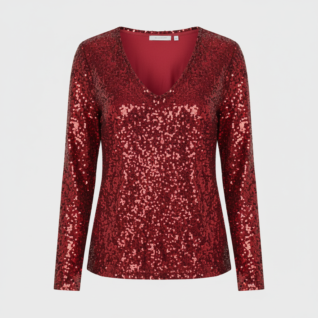 Damen Pullover V-Ausschnitt Glänzend