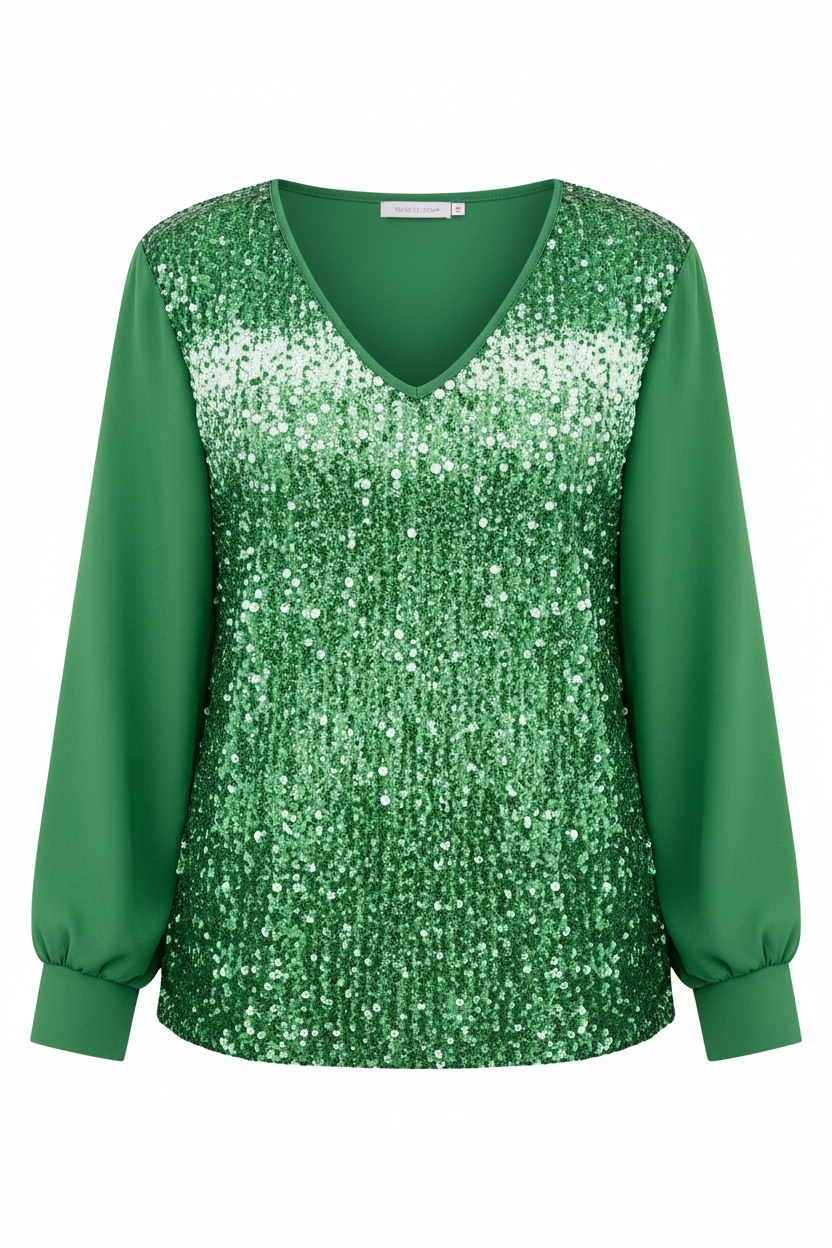 Damen Glitzer Bluse Schlicht