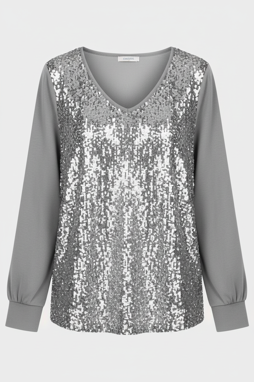 Damen Glitzer Bluse Schlicht