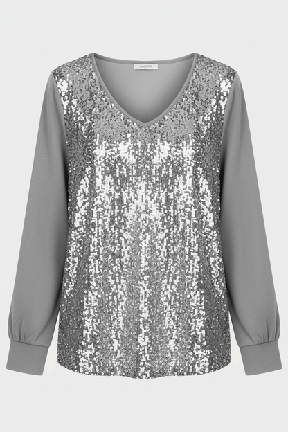Damen Glitzer Bluse Schlicht