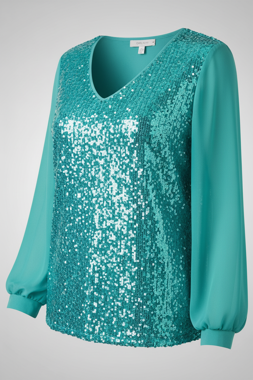 Damen Glitzer Bluse Schlicht