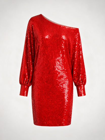 Damen Paillettenkleid Kontrastfarben Glitter