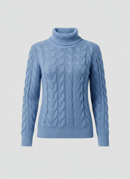 Damen Rollkragenpullover Zopfmuster