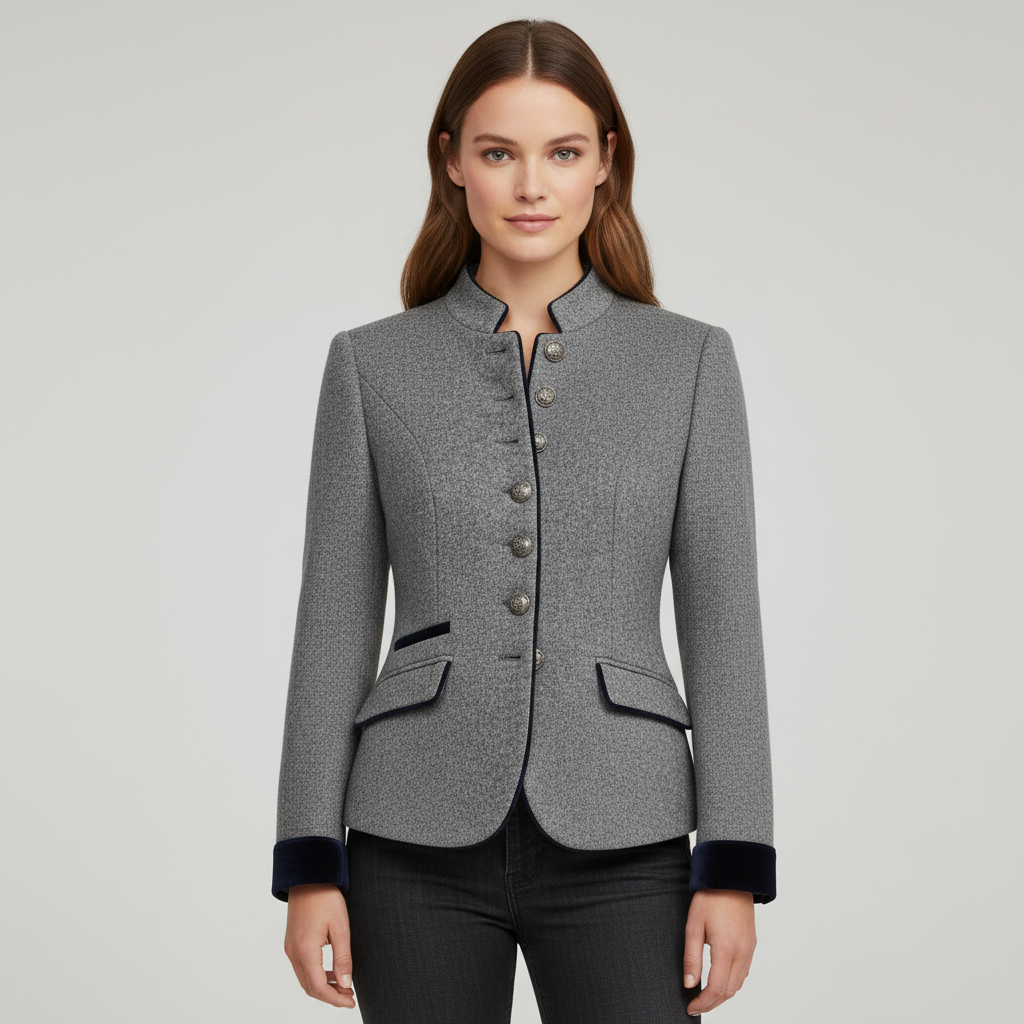 Damen Wolljacke Klassisch Strukturiert Komfort Schwarz - Eveloria