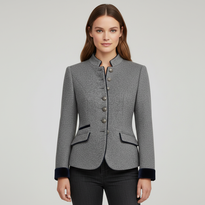 Damen Wolljacke Klassisch Strukturiert Komfort Schwarz - Eveloria