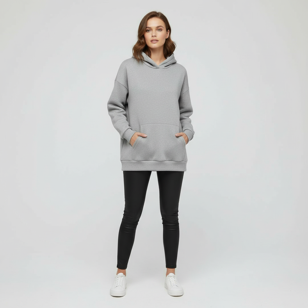 Damen Langärmeliger Hoodie Baumwolle Komfortabel